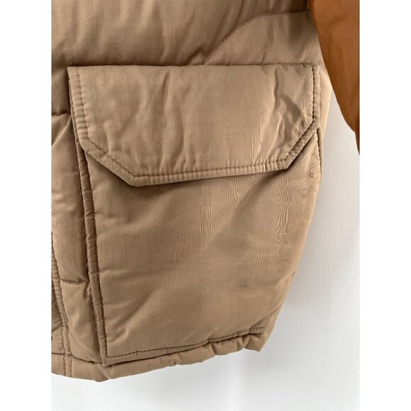 Jansport Mens Vintage Two-Tone Puffer Jacket With Corduroy Collar Medium - Picture 4 of 12